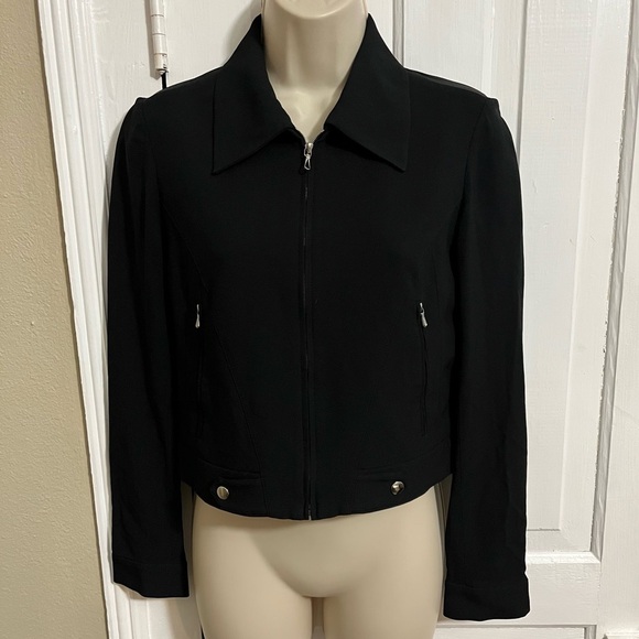 Barbara Bui Paris Vintage Cropped Jacket Zip Front Acetate EU 38 US Small C2 - Picture 1 of 6